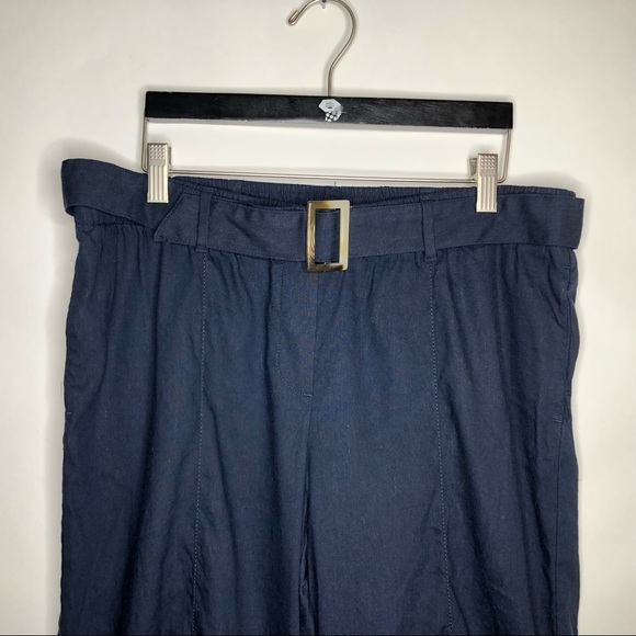 J JILL navy blue crop linen wide-leg pants M - p - Picture 3 of 14